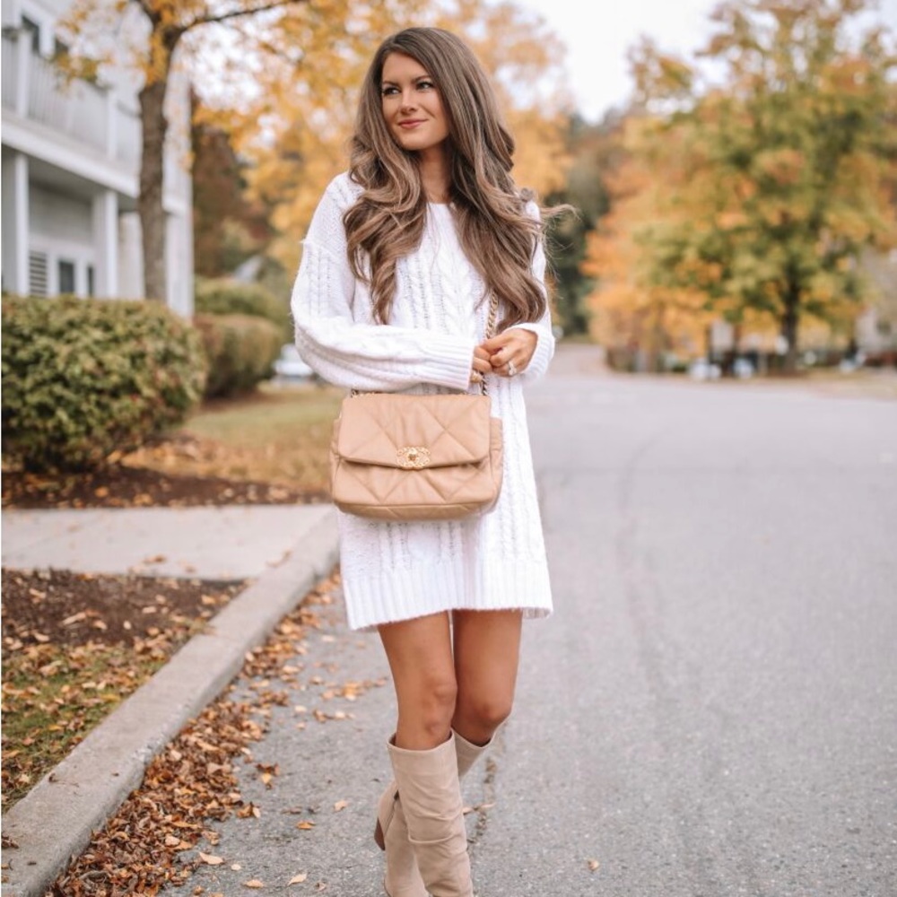Knit Ivory Sweater Dress